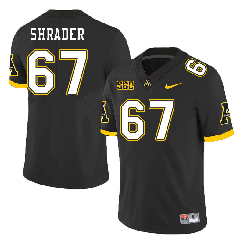 Men #67 Thomas Shrader Appalachian State Mountaineers College Football Jerseys Stitched-Black